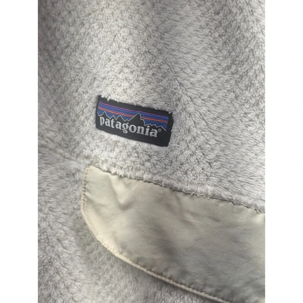 Patagonia‎ Womens Re-Tool Snap-T Pullover White Polartec Fleece Jacket Large